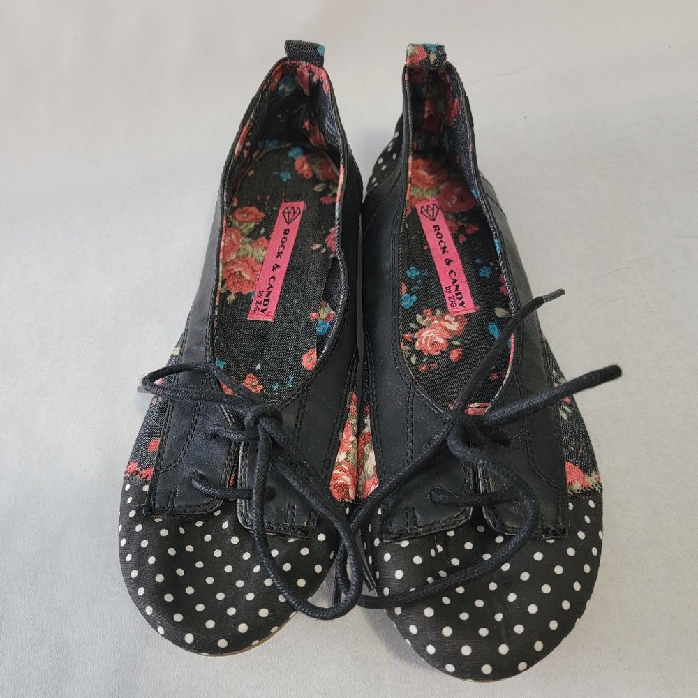 *Like new Rock & Candy Polka Dot and Floral Canvas Slip On Womens 6